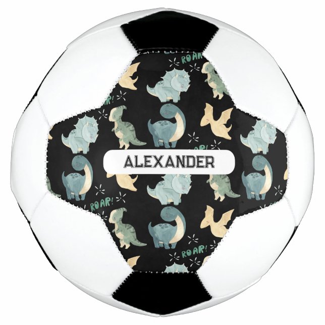 Balón De Fútbol Dinosaurio con nombre personalizado personalizado  (Anverso)