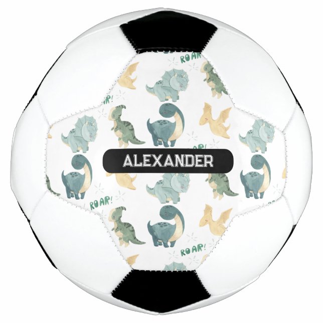 Balón De Fútbol Dinosaurio con nombre personalizado personalizado  (Anverso)