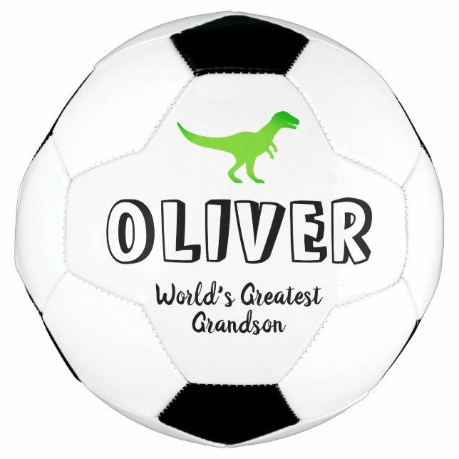 Balón De Fútbol Dinosaurio verde T-rex nombre personalizado regalo (Anverso)