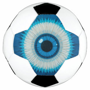 Balón De Fútbol Diseño Artístico de Ojo Malo Azul