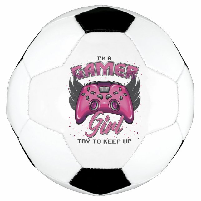 Balón De Fútbol Diseño de Chica Gamer (Anverso)