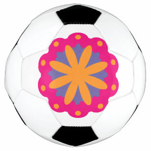 Balón De Fútbol Diseño de flores geométricas en negrita