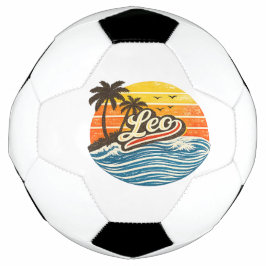 Balón De Fútbol Diseño de nombre Leo Retro Sunset