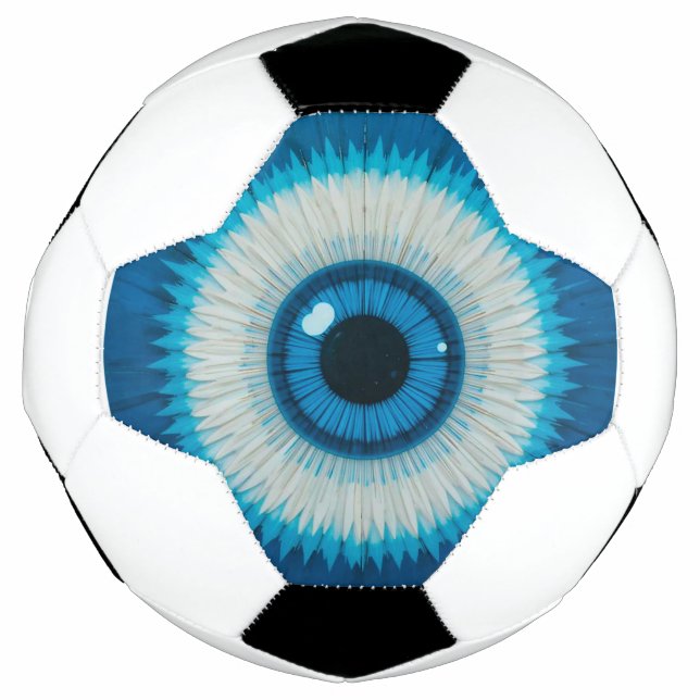 Balón De Fútbol Diseño de ojos azul artístico malvado (Anverso)