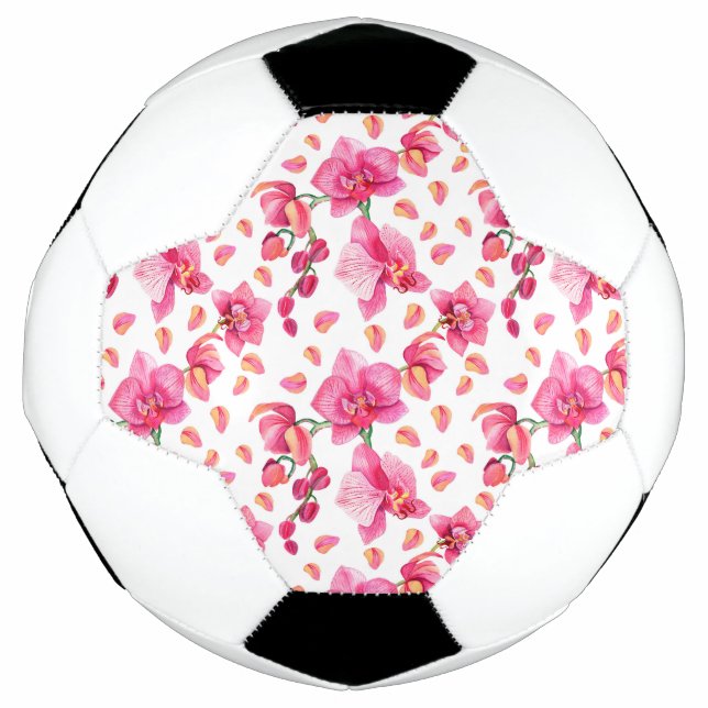 Balón De Fútbol Diseño de orquídeas acuarelas 2 (Anverso)