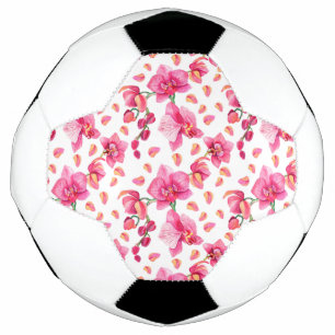Balón De Fútbol Diseño de orquídeas en acuarela 2