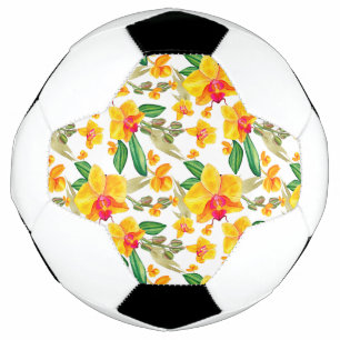 Balón De Fútbol Diseño de orquídeas en acuarela 9