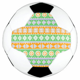 Balón De Fútbol Diseño de patrones étnicos naranja verde lindo