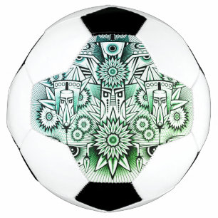 Balón De Fútbol Diseño tribal de tonos verdes