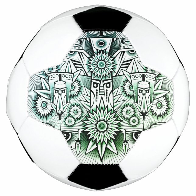 Balón De Fútbol Diseño tribal de tonos verdes (Anverso)