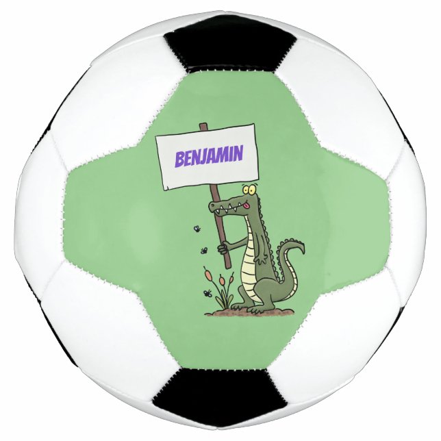 Balón De Fútbol Divertido cocodrilo alineador con personalizado de (Anverso)