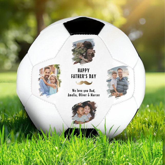 Balón De Fútbol Divertido Mustache Feliz Día del Padre para foto (Subido por el creador)