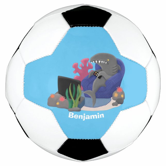 Balón De Fútbol Divertido tiburón viendo al personalizado de telev (Anverso)