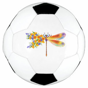 Balón De Fútbol Dragón de flores amarillas