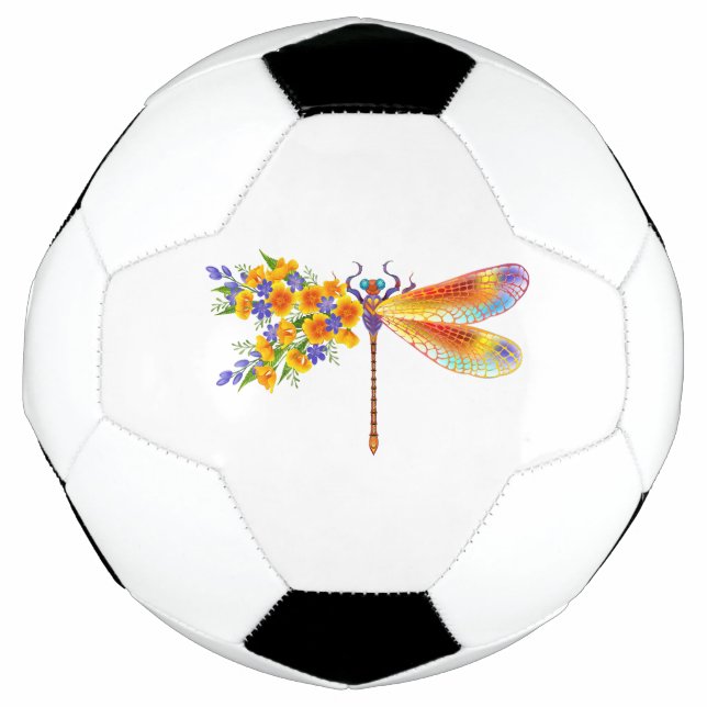 Balón De Fútbol Dragón de flores amarillas (Anverso)