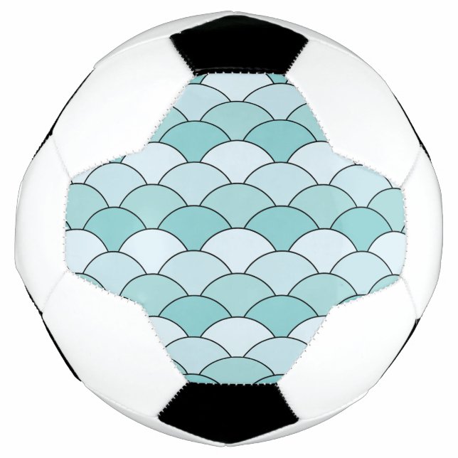 Balón De Fútbol Dragon Scales, Fans, Waves, Seigaiha, Blue (Anverso)