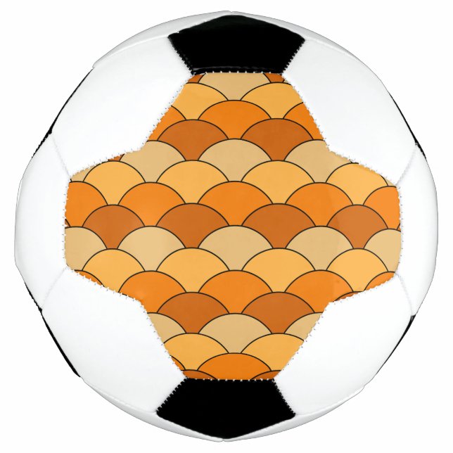 Balón De Fútbol Dragon Scales, Fans, Waves, Seigaiha, Orange (Anverso)