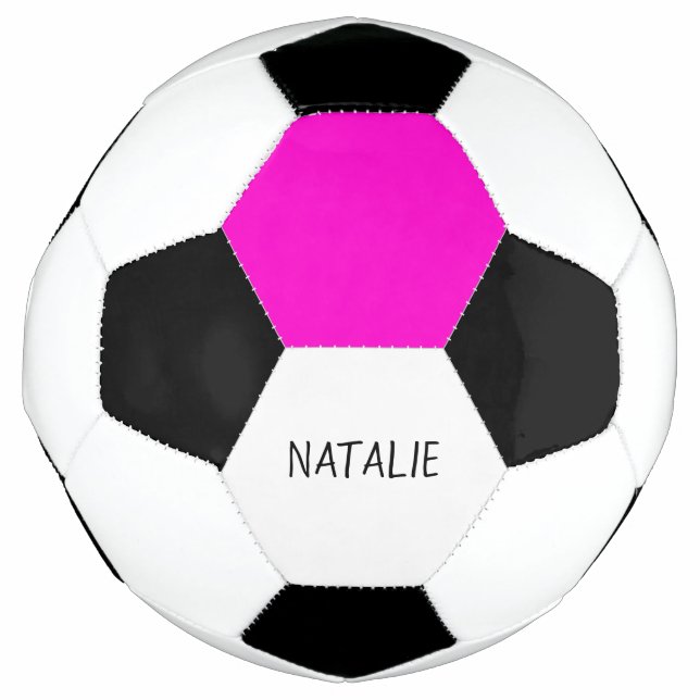 Balón De Fútbol El hexágono rosa y su nombre (Anverso)