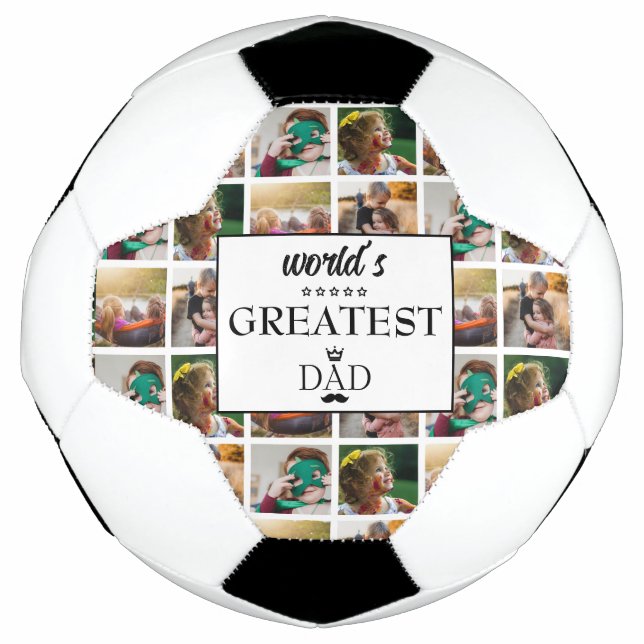 Balón De Fútbol El mayor Collage de fotos de papá del mundo (Anverso)