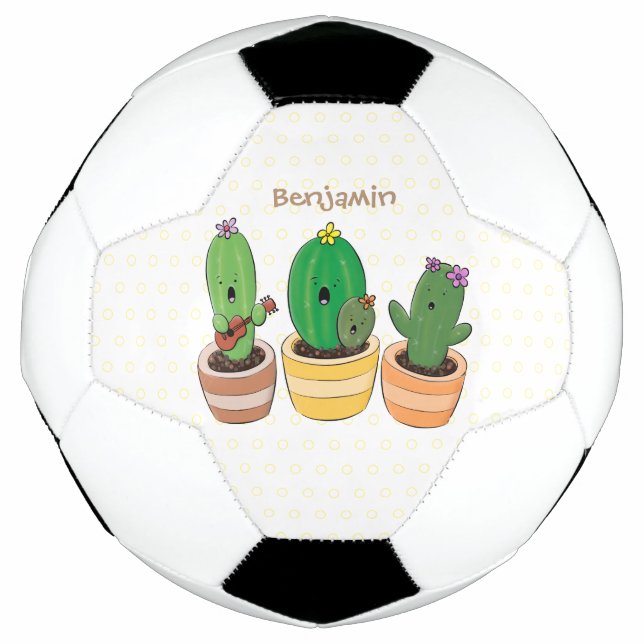 Balón De Fútbol El trío de cactus lindo canto ilustracion personal (Anverso)