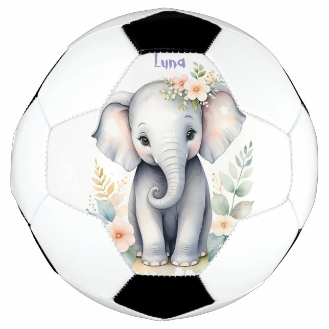 Balón De Fútbol Elefante bebé floreciente (Anverso)