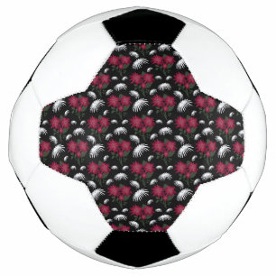 Balón De Fútbol Elegante patrón floral rosa y blanco