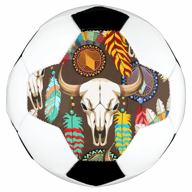 Balón De Fútbol Emblema de cráneo de búfalo nativo americano (Anverso)