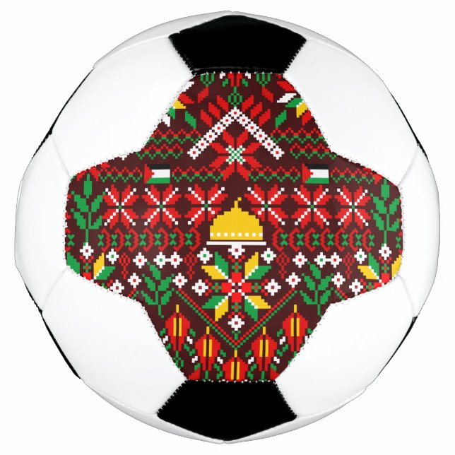 Balón De Fútbol Embrodería tradicional de Palestina Tatreez (Anverso)