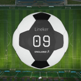 Balón De Fútbol England Soccer Black White Custom Name Number