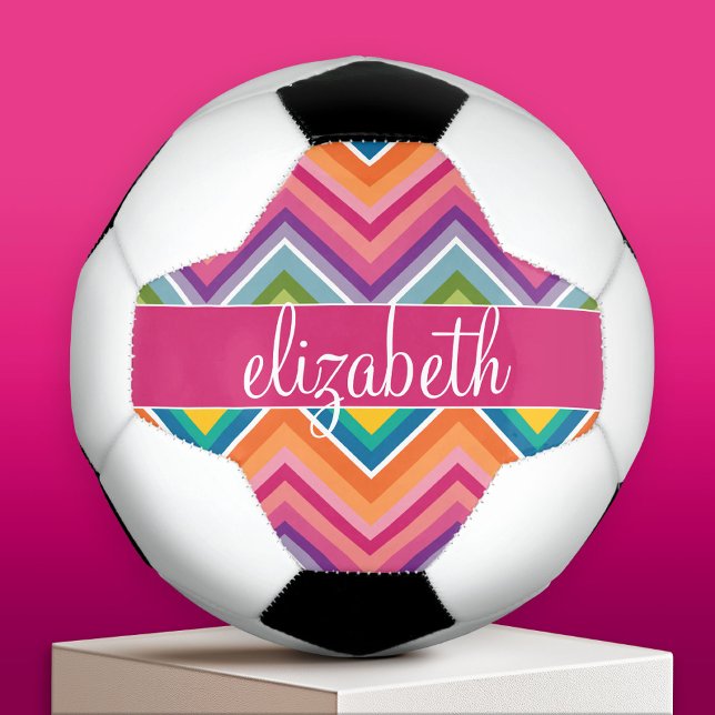 Balón De Fútbol Enorme nombre personalizado del patrón de cheurón  (Custom Soccer Ball)