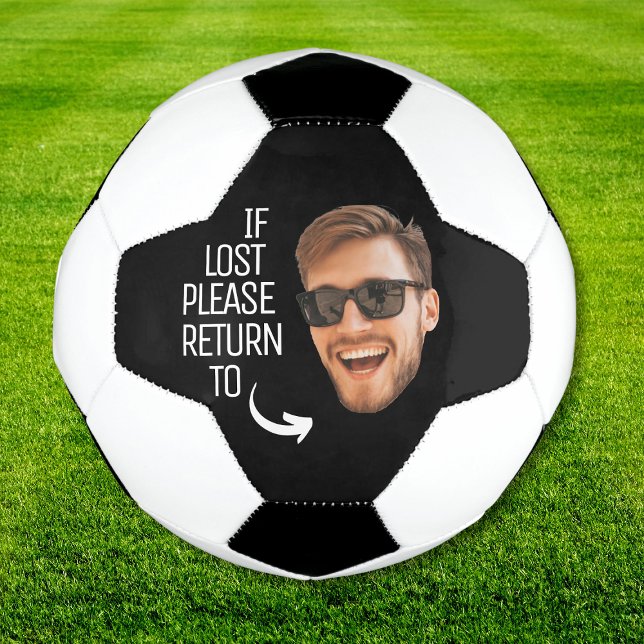 Balón De Fútbol Es gracioso si se pierde regresar a la foto de la  (Funny If Lost Return To Boy's Face Photo Soccer Ball
)