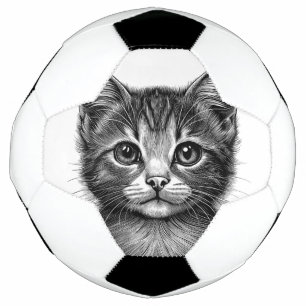 Balón De Fútbol Esbozo adorable de gato joven
