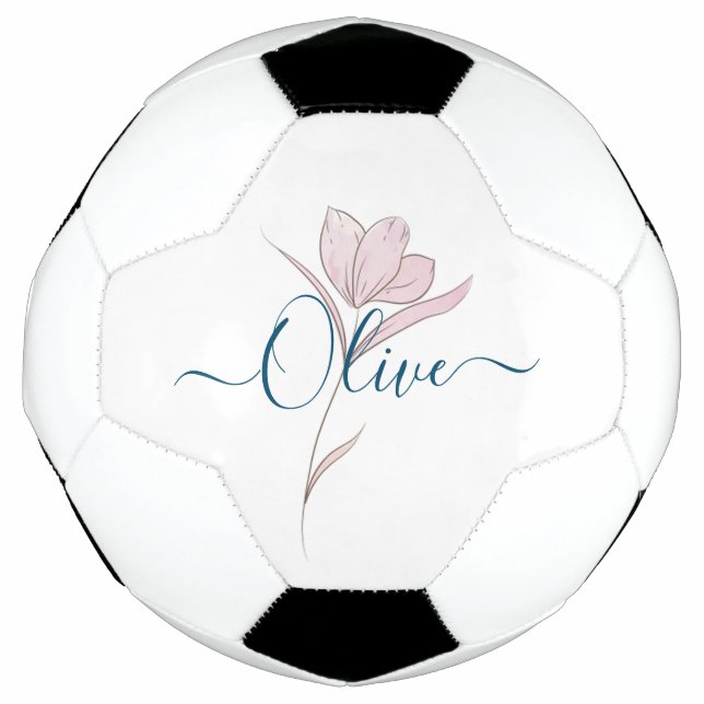 Balón De Fútbol Esbozo floral acuarela personalizada (Anverso)