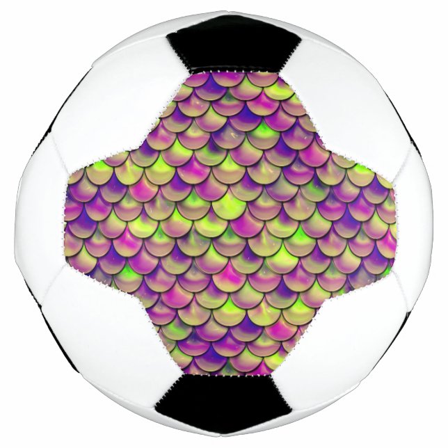 Balón De Fútbol Escalas moradas y verdes (Anverso)