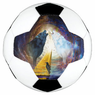 Balón De Fútbol Espectacular lobo blanco y negro