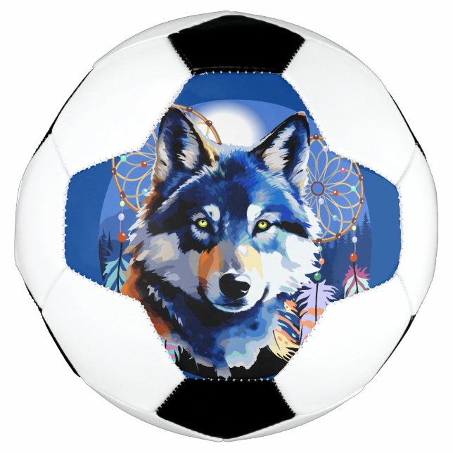 Balón De Fútbol Espíritu animal nativo de Wolf (Anverso)