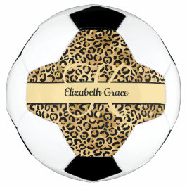 Balón De Fútbol Estampado de leopardo en negro y oro Monogram 