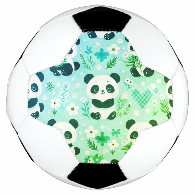 Balón De Fútbol Estampado de oso panda verde (Anverso)