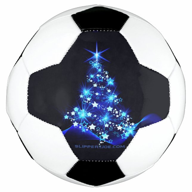 Balón De Fútbol estilizado árbol de Navidad SlipperyJoe azul brill (Anverso)