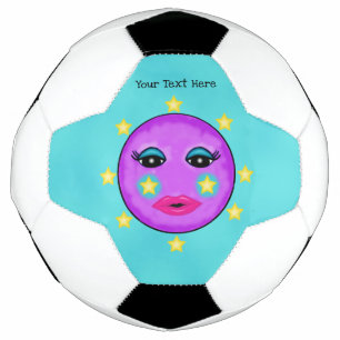 Balón De Fútbol Estrellas amarillas moradas de la luna