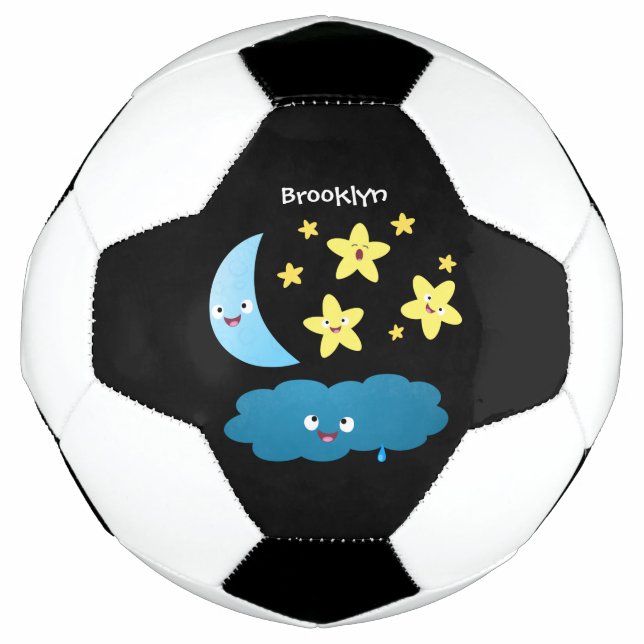 Balón De Fútbol Estrellas de canto, personalizado de luna y nube (Anverso)