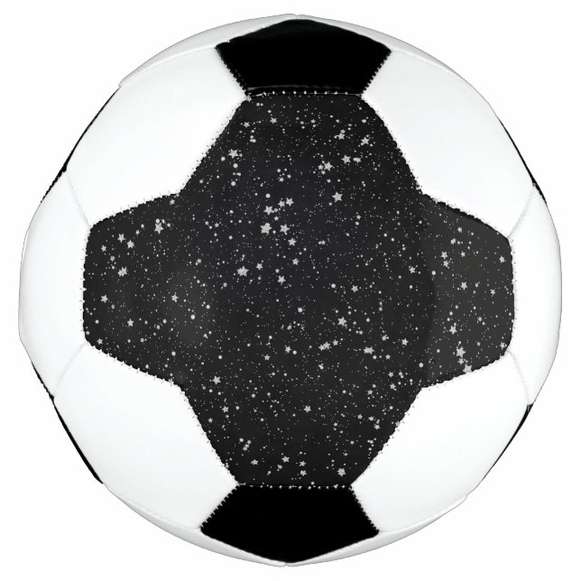 Balón De Fútbol Estrellas purpurinas2 - Negro plateado (Anverso)