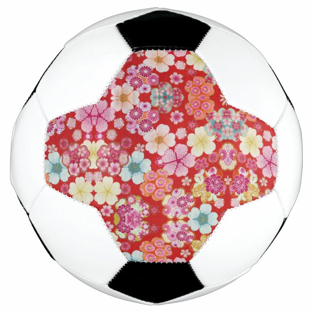 Balón De Fútbol Falln Crimson Floral Chirimen (Anverso)