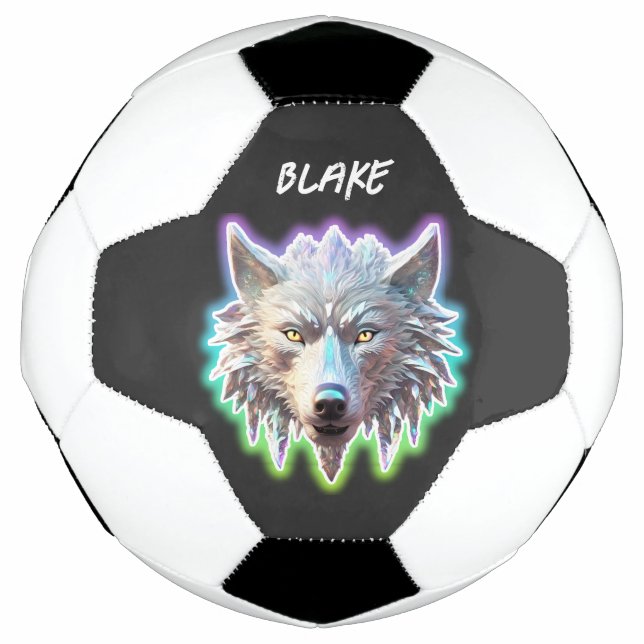 Balón De Fútbol Fantasy Cabeza de Lobo Blanco (Anverso)