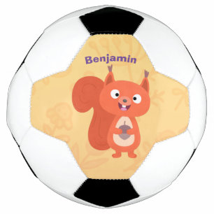Balón De Fútbol Feliz ilustracion de personalizado de ardilla roja