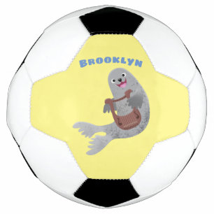 Balón De Fútbol Feliz ilustracion de personalizado de foca de arpa