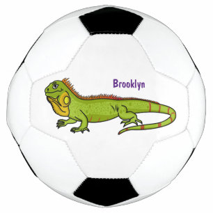 Balón De Fútbol Feliz ilustracion personalizado de iguana verde