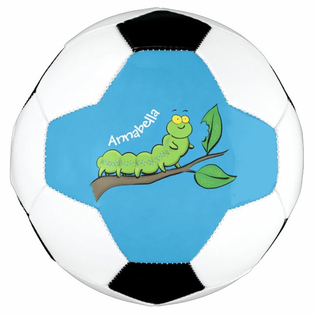Balón De Fútbol Feliz ilustracion personalizado de oruga verde (Anverso)