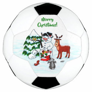 Balón De Fútbol ¡Feliz Navidad! Snowman con sus amigos