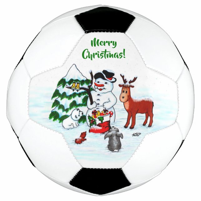 Balón De Fútbol ¡Feliz Navidad! Snowman con sus amigos (Anverso)